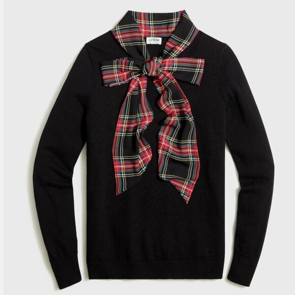 J.Crew Plaid Tie Neck Sweater - Picture 4 of 9